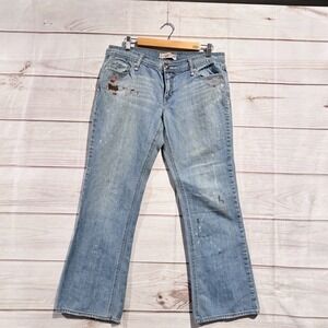 Old Navy Jeans Women's 8 Ultra Low Waist Bootcut Paint Splatter Y2K